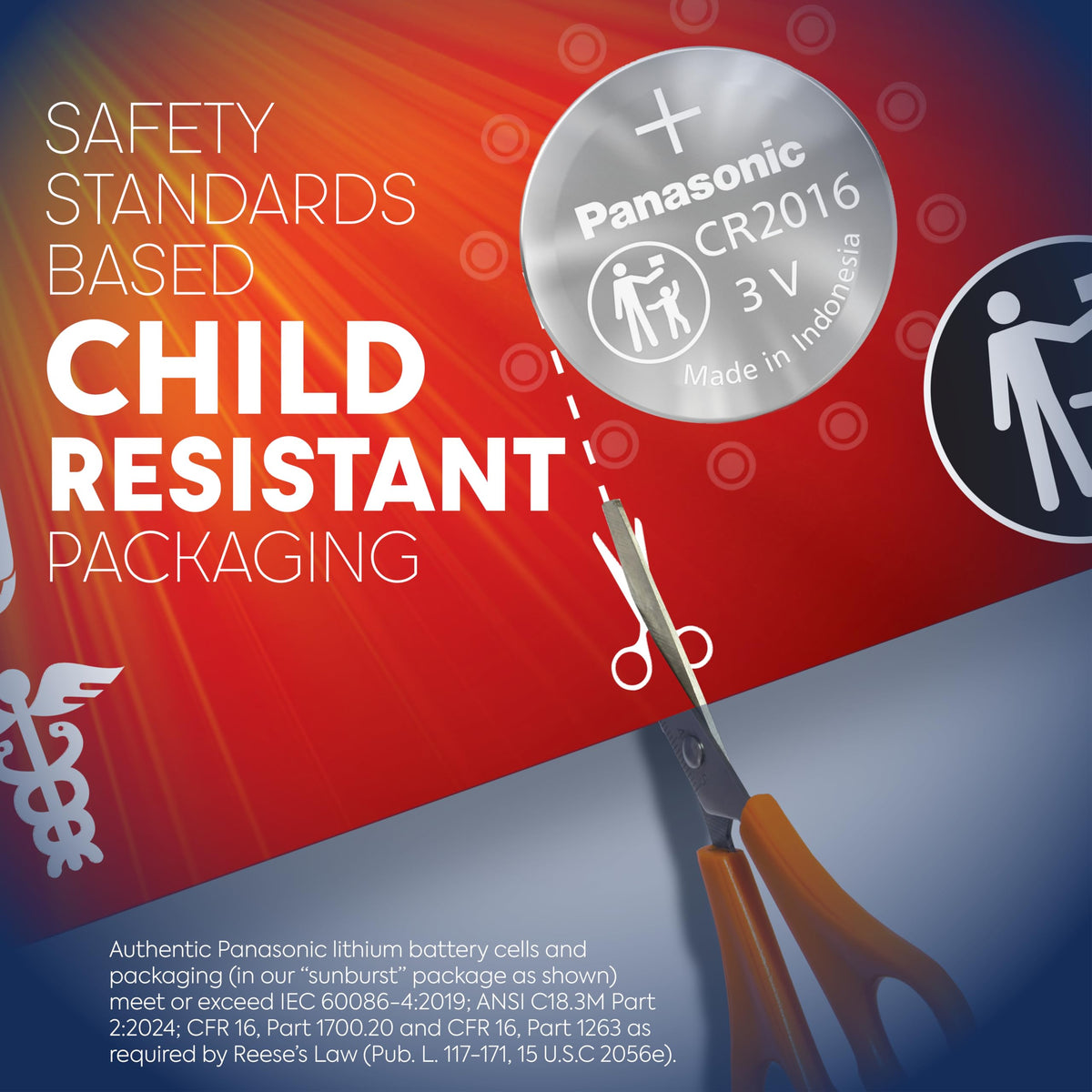 CR2016 3.0 Volt Long Lasting Lithium Coin Cell Batteries in Child Resistant by Panasonic – 2 Count (Pack of 1), Other, Silver, Pack of 2, Model CR2016PA/2BL