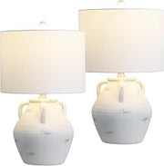 JONATHAN Y Altea Table Lamp 20.5" Ceramic Pottery Jar, White, Set of 2
