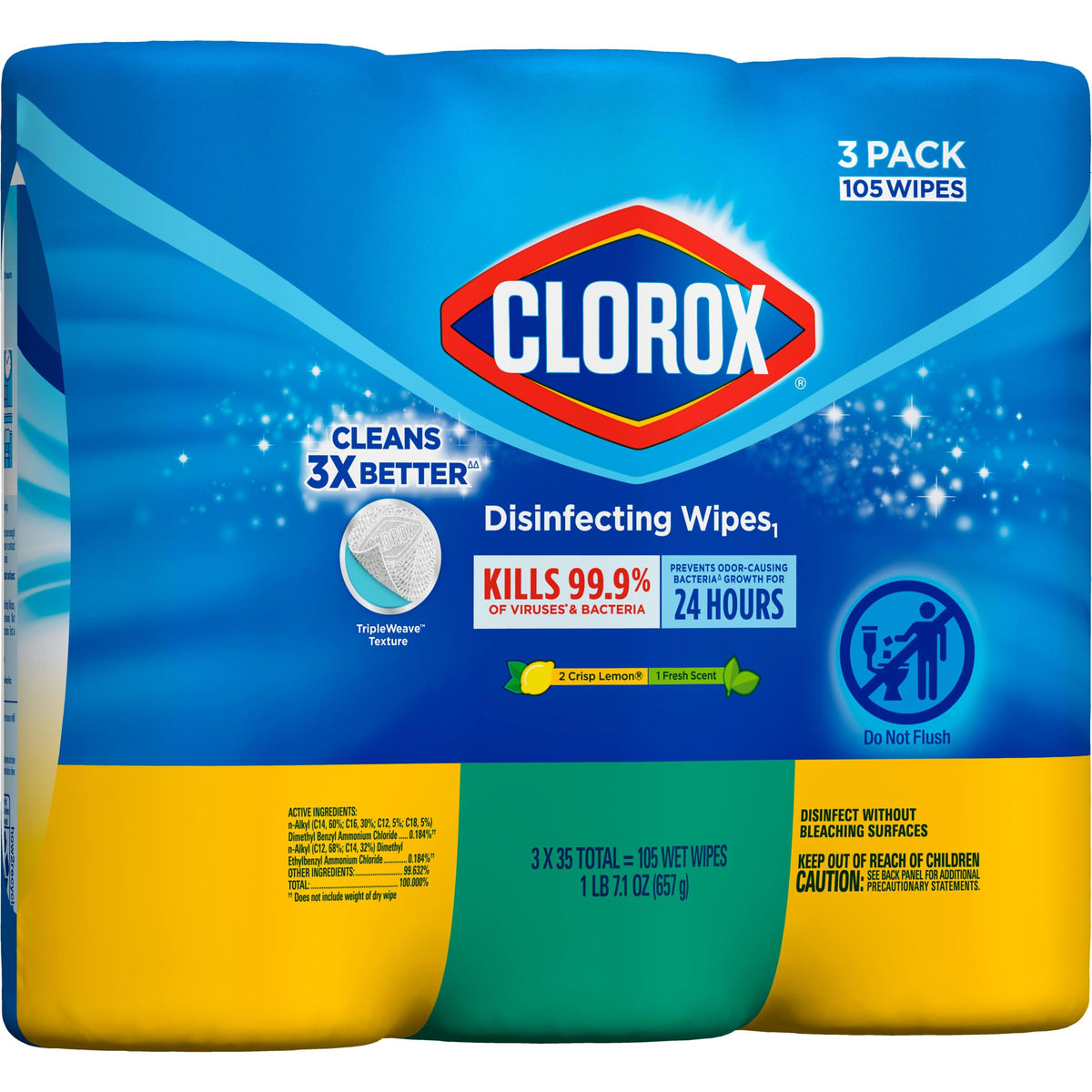 Disinfecting Wipe by Clorox – 35 Count (Pack of 15), stainless steel, Pack of 15, Model 30112