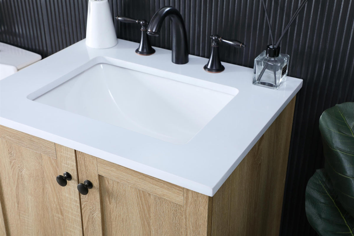 Mango Wood Bathroom Vanity: Single Soma Collection by by Elegant Lighting – Engineered Wood, Mango Wood, Model VF2824MW