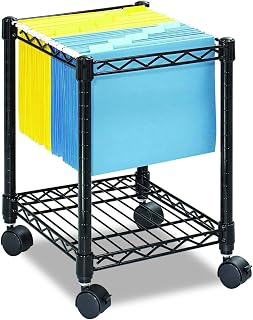 Safco Compact Rolling Cart, Fits Letter and Legal-Size Hanging Folders, Mobile File Storage, Steel, Black