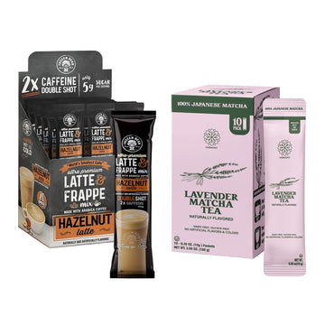 Hazelnut Frappe & Latte Instant Mix (20 Sticks) - The Harmony Matcha Lavender (10 Sticks) by The Frozen Bean – 1 Count (Pack of 30)