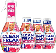 Mr. Clean Clean Freak Foaming Bathroom Surface Cleaner Multi-Surface Spray Starter Kit and Refill Bundle, Grapefruit Scent, 64 fl oz