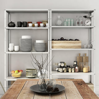AR Deco Bookshelf Collection, Height 68 in, Width 35.4 in, Depth 12 in, Model# Easy White by AR Shelving – 68" H x 35.4" L x 12" W, Alloy Steel, White, Pack of 6, Model RIVET 39/20
