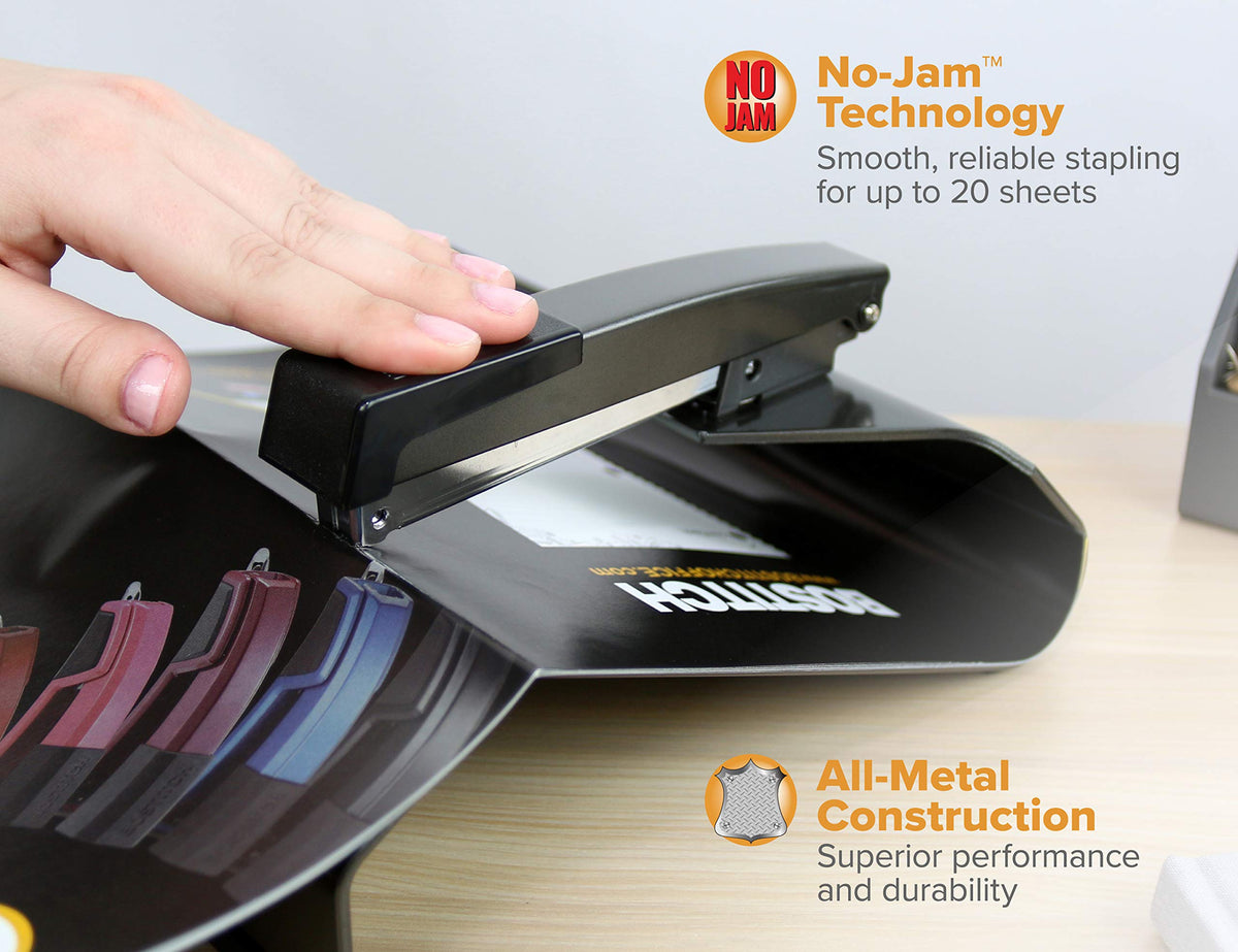 Office No-Jam Booklet Stapler by Bostitch – Saddle Stapler, Alloy Steel, Black, Model B440SB