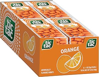 Tic Tac Orange Flavored Mints, Bulk 12 Pack, On-The-Go Refreshment, 1 Oz Each