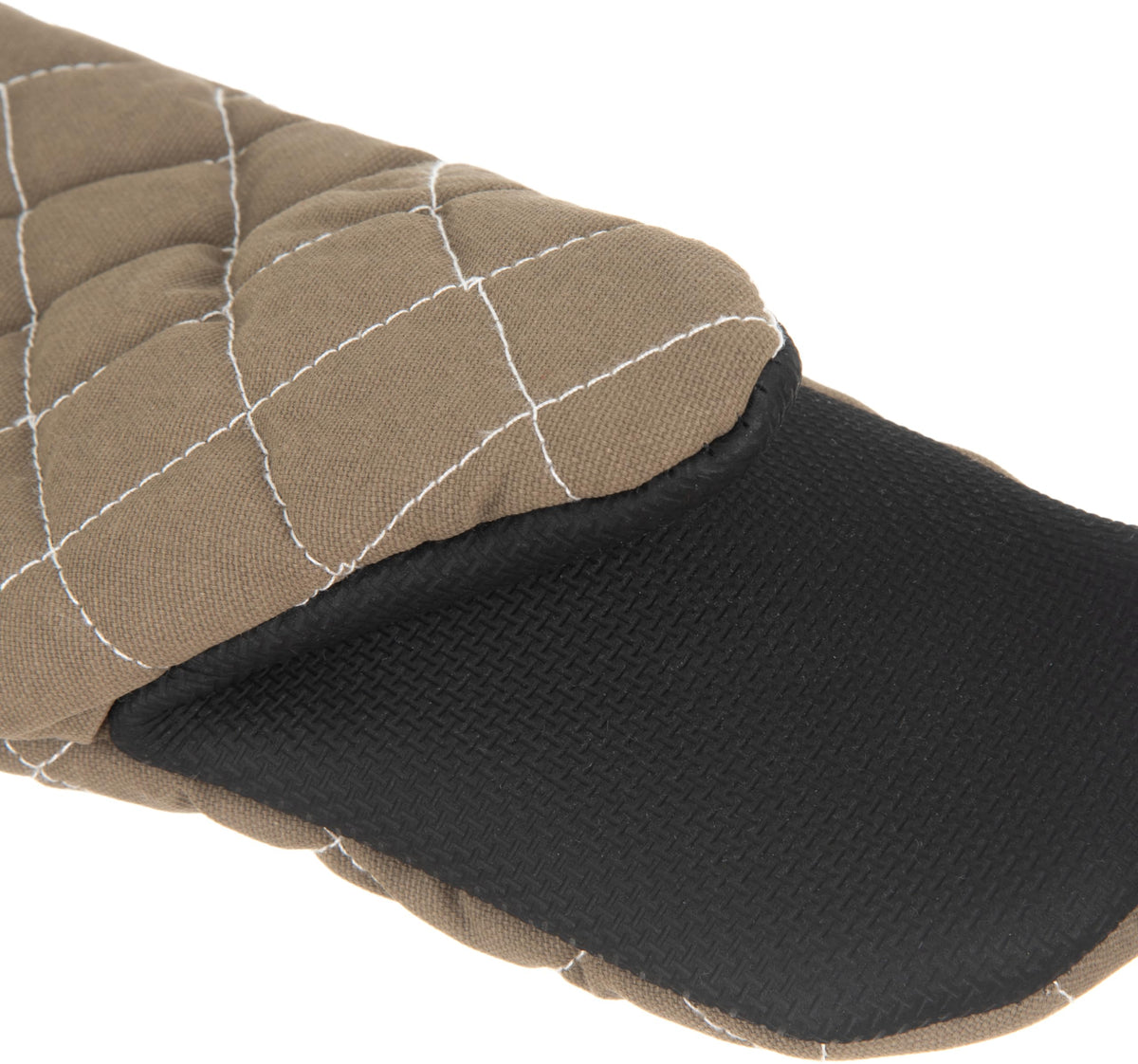 San Jamar Puppet Style / 17" Length / Tan Oven Mitts