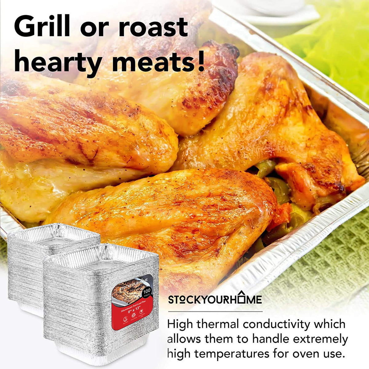 Stock Your Home 100 Pack / Silver / Without Lids Disposable Cookware