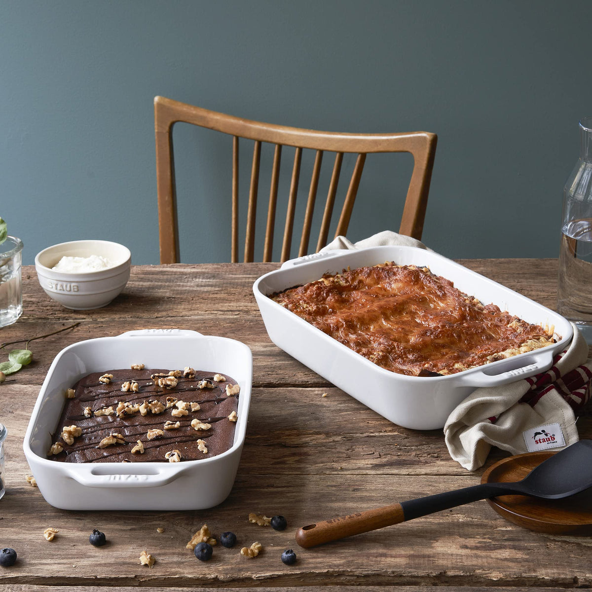 Ceramic Rectangular Baking Dish Set by STAUB – 2 pc, Ceramic, White, Pack of 2, Model 40508-626