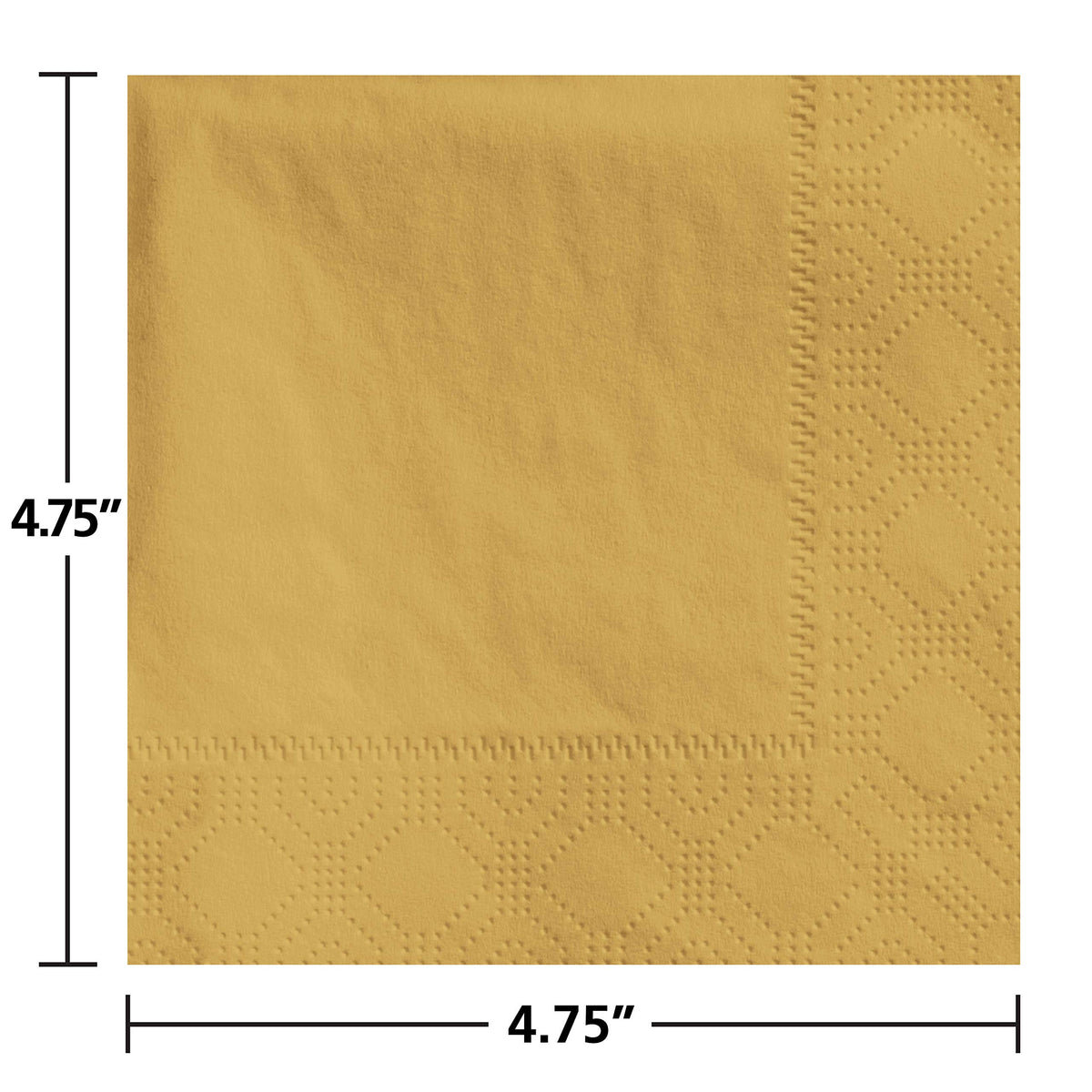 Hoffmaster 180345 Beverage Napkin – Regal Embossed, 2-Ply, 1/4 Fold, 9-1/2" Length x 9-1/2" Width, Glittering Gold (4 Packs of 250)