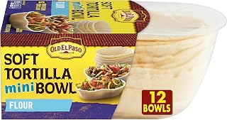 Old El Paso Soft Flour Tortilla Mini Bowls, 12-count | Mini Size Perfect for Appetizers & Taco Bars, Soft Flour Shell You Can Eat, Oven or Microwave Ready