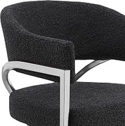 Boucle Fabric Counter Stools with Silver Iron Chrome Base