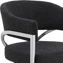 Boucle Fabric Counter Stools with Silver Iron Chrome Base