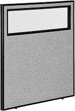 Global Industrial 36-1/4"W x 42"H Office Partition Panel with Partial Window, Gray