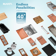 33-in 16-Gauge Offset-Drain Undermount Workstation Sink by Ruvati – 33 inch- Single Bowl, Stainless Steel, Model RVH8591