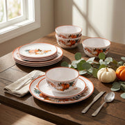 Molidiki Melamine Dinnerware Set, 12 Piece Pumpkin Design, For 4