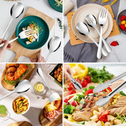 Gisly Serving Utensils Set, Stainless Steel, Silver, 14 Piece