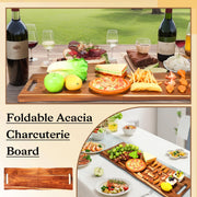 Essenya Acacia Charcuterie Board, Foldable with Handles, 33 x 12 Inch, Brown