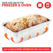 2 Lb Aluminum Foil Mini Loaf Pans (50 Pack) Disposable Small Loaf Pan by Stock Your Home – 50 Pack, 2.0 liters, Aluminum, Silver, Pack of 100