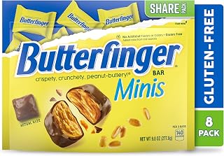 Butterfinger 8 Count, Chocolatey, Peanut-Buttery, Minis Individually Wrapped Candy Bars, Resealable Share Size, 9.8 oz