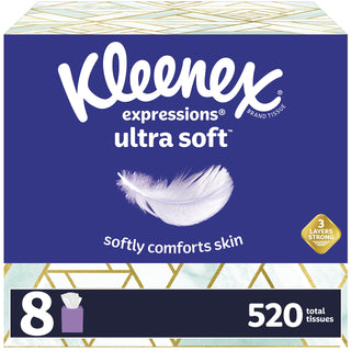 Expressions Ultra Soft Facial Tissues by Kleenex – 520 Count (Pack of 1), Paper, 8 Pack, Model TOPNaturePlus
