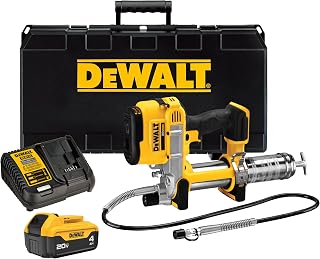 DEWALT Grease Gun Kit 20V MAX with 4.0Ah Battery and Charger, Cordless Grease Gun, LED Light, 42” Hose, 10,000 PSI, Variable Speed Triggers (DCGG571M1)