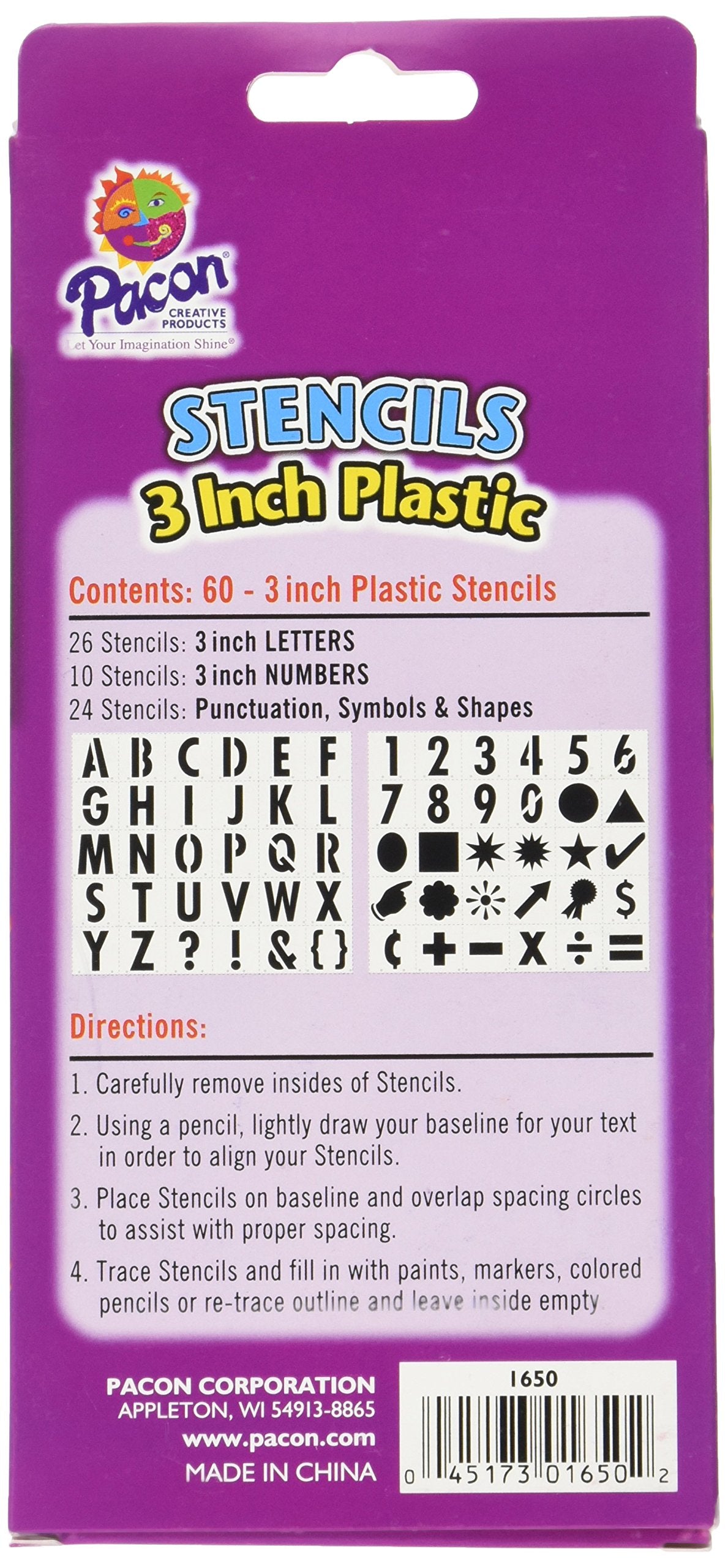 Reusable 3" Plastic Letter Stencils by Pacon – 3-Inch, Plastic, Blue, Transparent, Model 1650