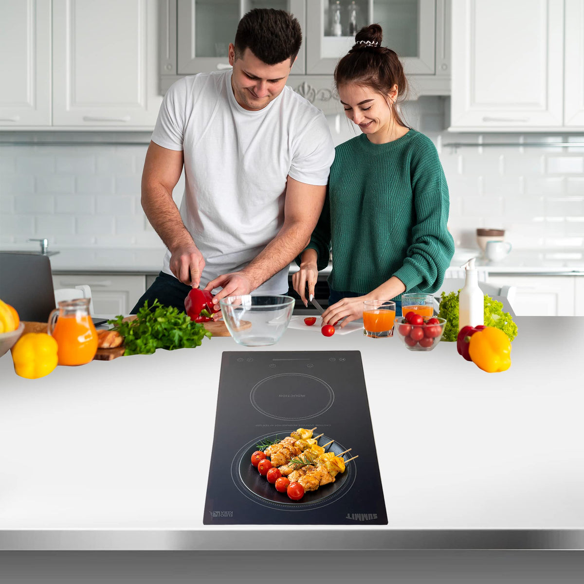Summit 12" Induction Cooktop by Summit Appliance – 2-Burner, Glass, Black, Model SINC2B115