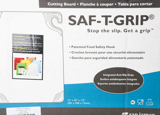 San Jamar Saf-T-Grip Plastic Cutting Board with Safety Hook by Carlisle FoodService Products – 24"L x 18"W, Plastic, Assorted, Model CBG1520KC