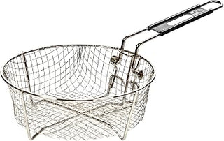 Lodge Silver Nickel-Plated Deep Fry Basket, 9 Inches | Steel Deep Fry Basket for Deep Frying in Cast Iron Dutch Ovens & Deep Skillets, Holds Food Securely