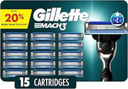 Gillette Mach3 Men's Razor Blades, 15 Blade Refills