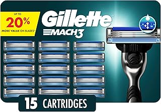 Gillette Mach3 Men's Razor Blades, 15 Blade Refills