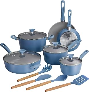 Tramontina Solara 14-Pc Ceramic Non Stick Pots and Pans Set with Lids