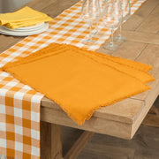 DII Check Fringed Table Runner, 14x108 Inches, Pumpkin Spice