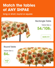 Pureegg Plastic Tablecloth, 54 x 108 Inch Rectangle, Autumn Maple
