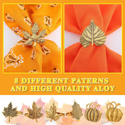 Willbond Thanksgiving Napkin Rings, 12 Piece Set, Golden