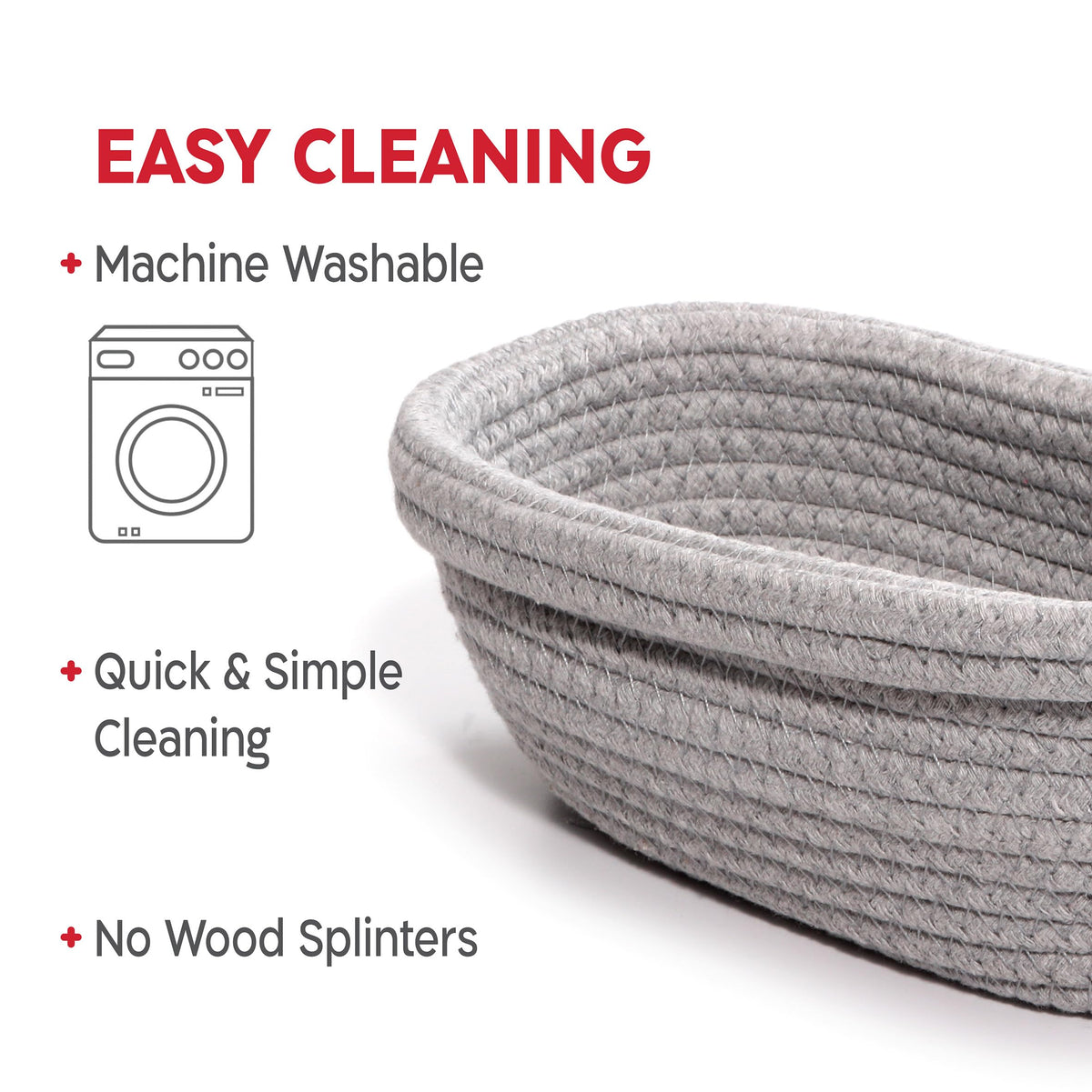 KneadAce Cotton Rope Bread Proofing Basket Set, Oval and Round with Liners and Covers, Grey and Beige