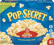 Pop Secret Extra Butter Microwave Popcorn 6ct (3.2oz Bags), 19.2oz Box (Pack of 1) - Microwave Popcorn, Non-GMO Popcorn, Extra Buttery Popcorn