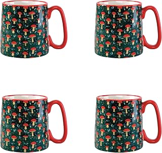 10 Strawberry Street Bella Toadstool Mushrooms Mug, Set of 4