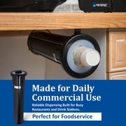 Ez Fit Surface Mount Cup Dispenser Fits 6 - 24 Oz Cups with Interchangeable Gaskets for Restaurants by San Jamar – 6-24 oz, Plastic, Black, Model C2210SM