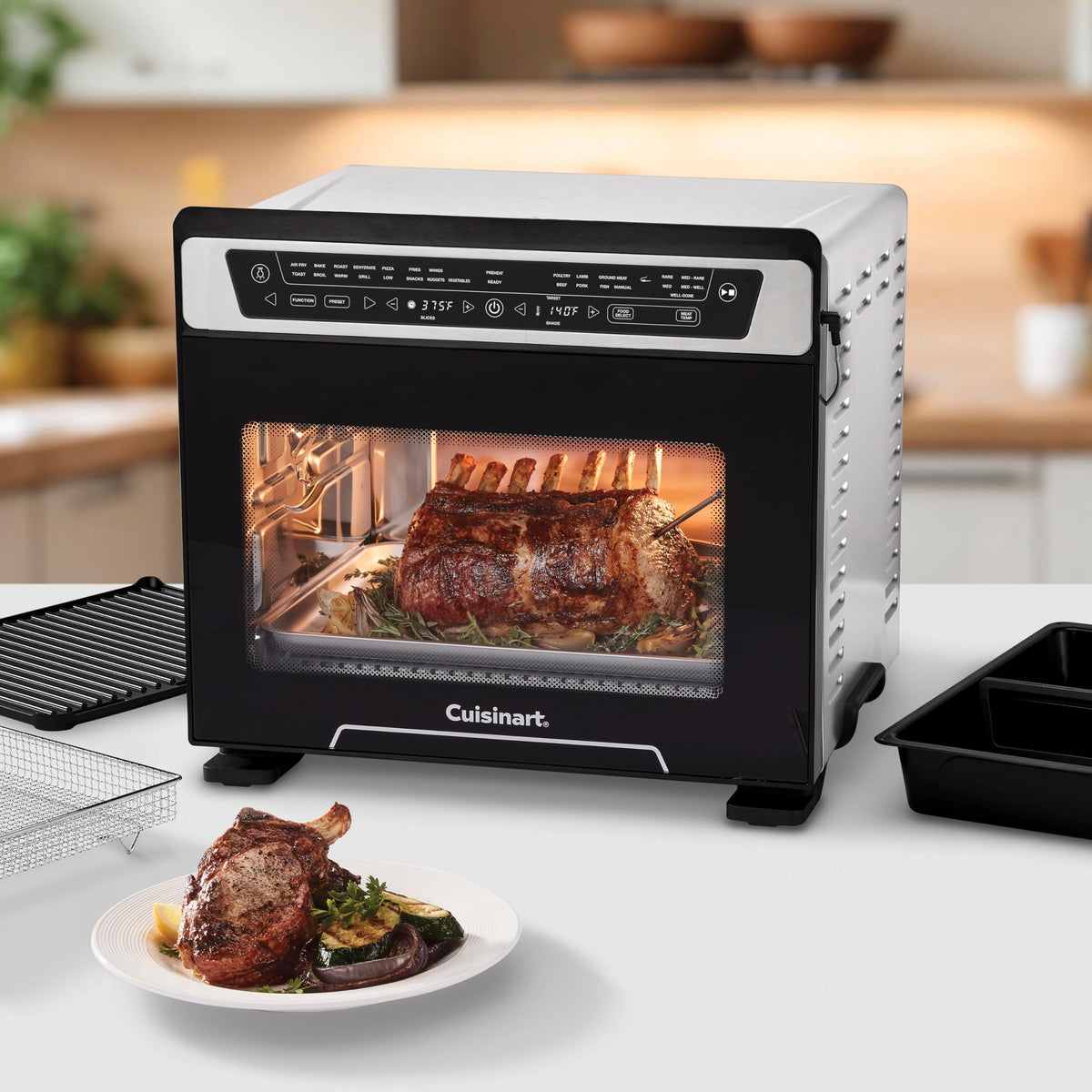 15-in-1 Extra-Large Digital Air Fryer Oven with 9"x13" 2-in-1 Pan by Cuisinart – 18.6"(L) x 15.0"(W) x 16.25"(H), 0.9 cubic_feet, Stainless Steel, Model TOA-112