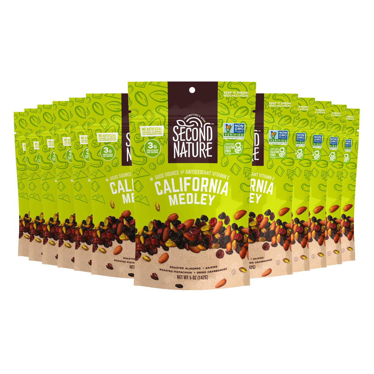 Second Nature California Medley / 5 Ounce (Pack of 12) / Small Pouch Snack & Trail Mixes