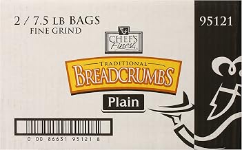 Chef's Finest Traditional Bread Crumbs | 7.5-lbs. (Pack of 2) | Fine Grind, Plain Breadcrumbs for Cooking, Baking & Frying