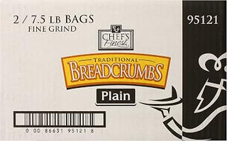 Chef's Finest Traditional Bread Crumbs | 7.5-lbs. (Pack of 2) | Fine Grind, Plain Breadcrumbs for Cooking, Baking & Frying
