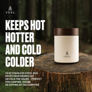 Nest 10 oz Mug by VSSL – 9.9 Ounces, 293 milliliters, Stainless Steel, Cream, Model B142250-010A