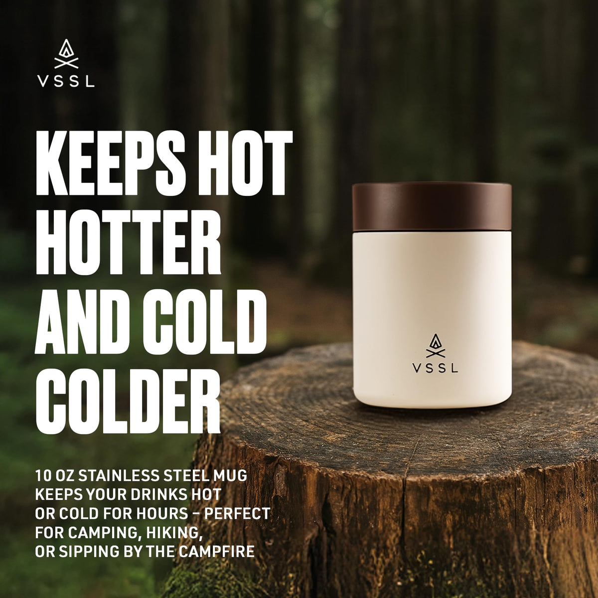 Nest 10 oz Mug by VSSL – 9.9 Ounces, 293 milliliters, Stainless Steel, Cream, Model B142250-010A