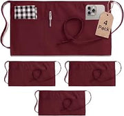 Utopia Wear 4 Pack Server Aprons with 3 Pockets, Waiter and Waitress Waist Aprons for Women with Pockets, Men Short Aprons
