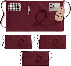 Utopia Wear 4 Pack Server Aprons with 3 Pockets, Waiter and Waitress Waist Aprons for Women with Pockets, Men Short Aprons