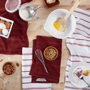 KitchenAid Albany Kitchen Towels, 16x26 Inch, Smoked Paprika Red and White, 4 Pack