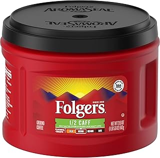 Folgers 1/2 Caff Medium Roast Ground Coffee, 21.6 Ounces (Pack of 3)